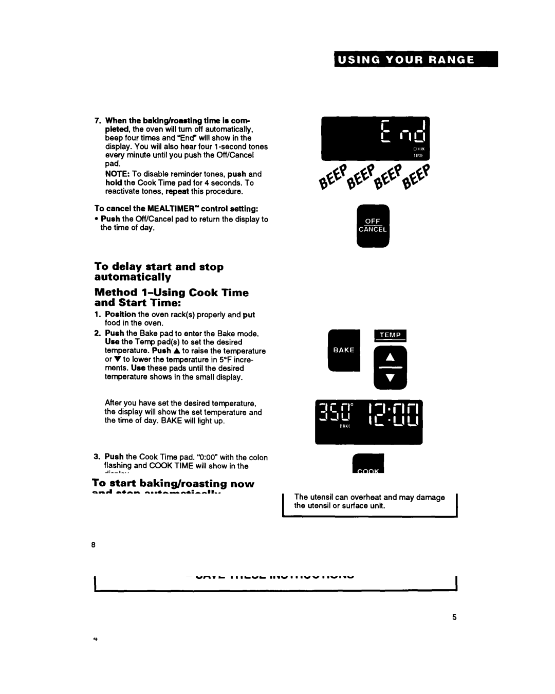 Whirlpool RS696PXY manual Position the oven racks properly and put food in the oven 