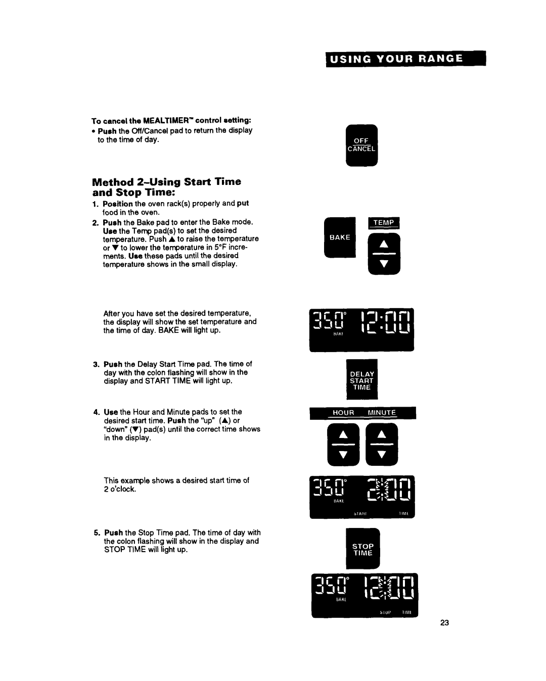 Whirlpool RS696PXY manual Method 2-Using Start Time and Stop Time 