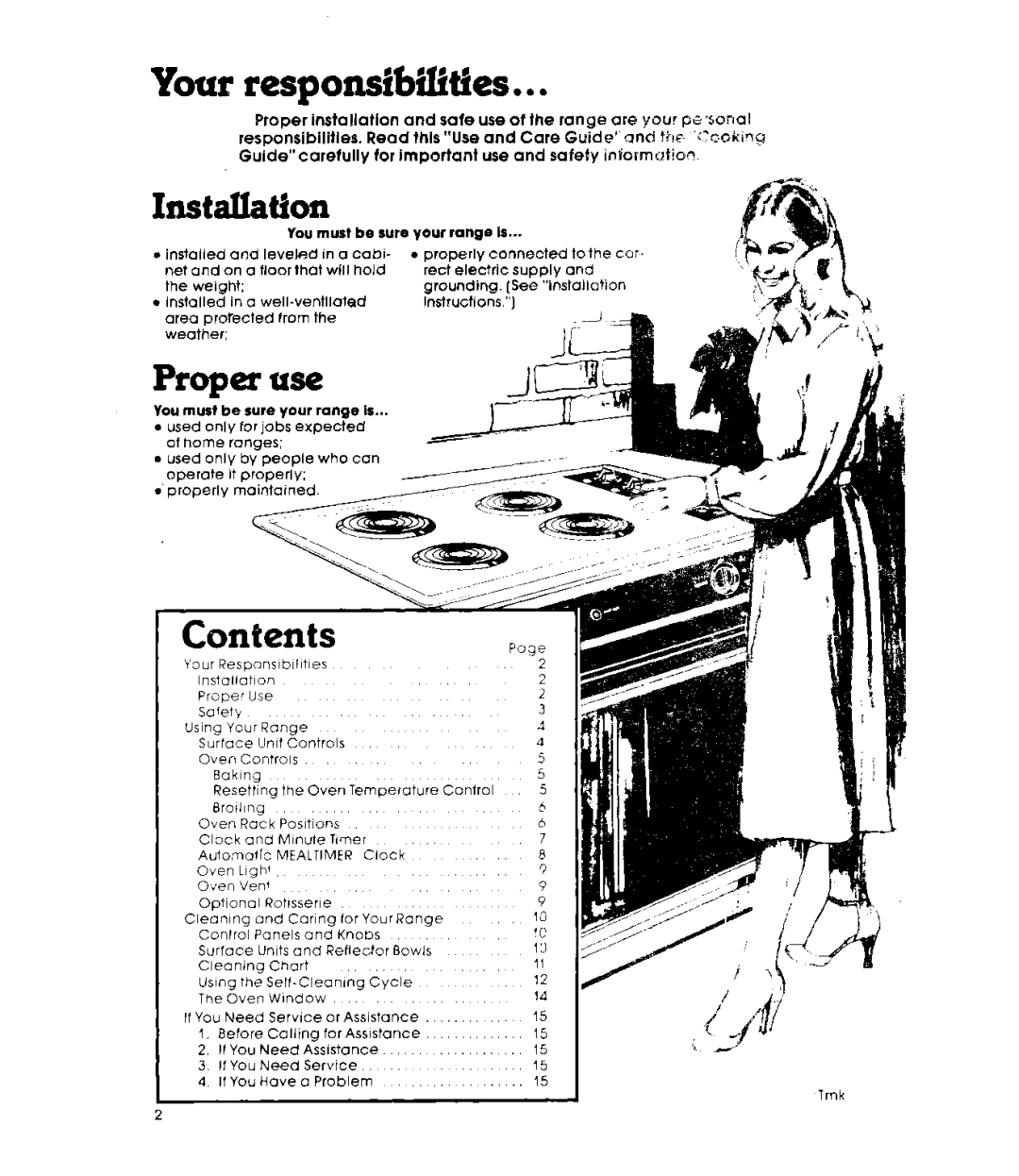 Whirlpool RSWOPXK, RS67OOXK warranty Your responsibilities 