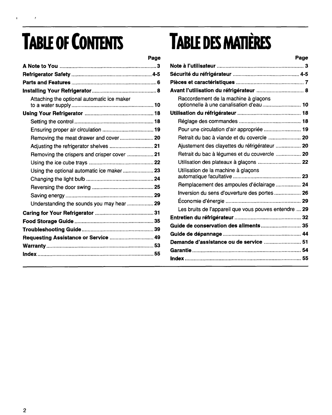 Whirlpool RT14BKXFN00 manual Tabieofconienistabledesmi~Re 