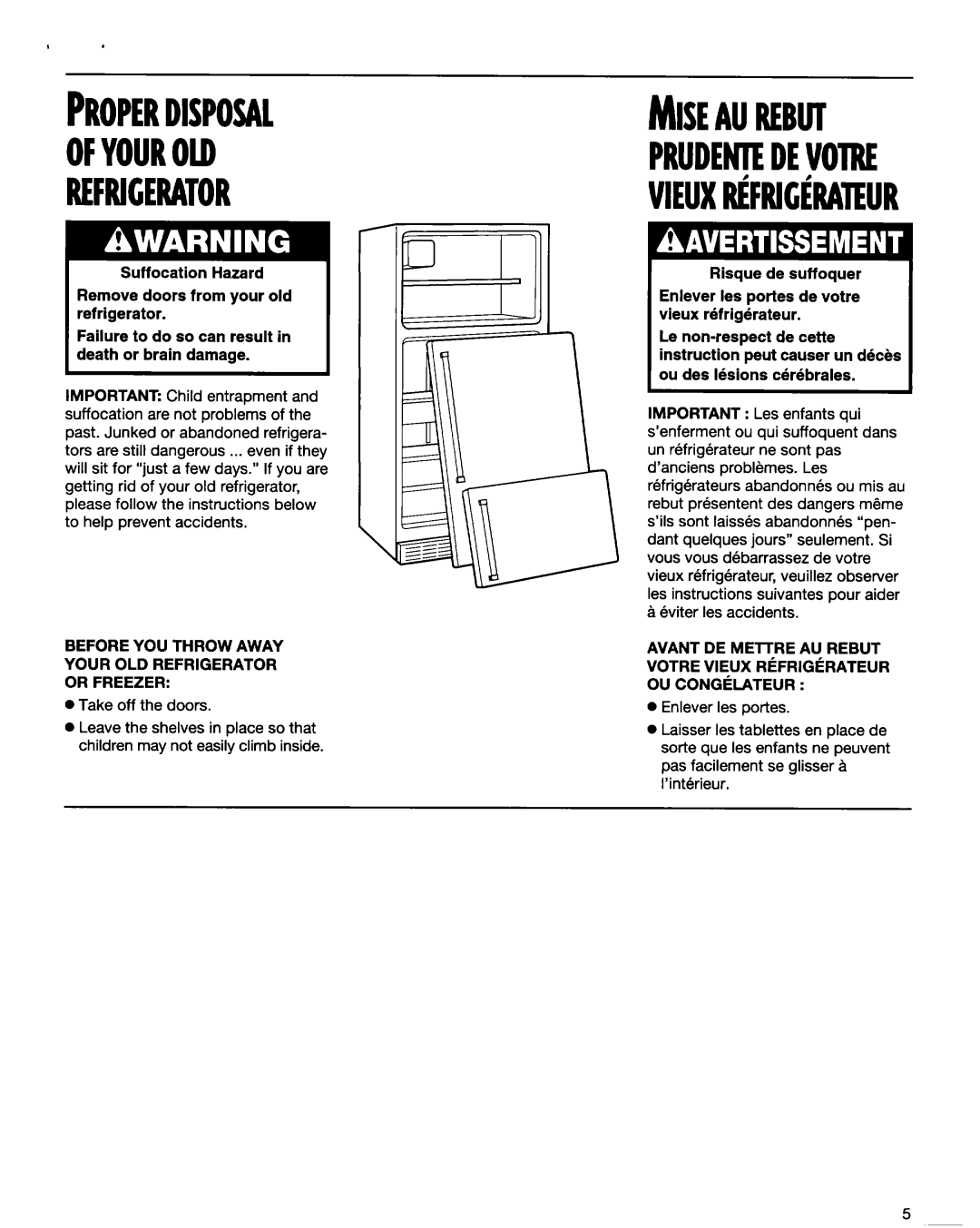 Whirlpool RT14BKXFN00 manual Properdisposal, Refrigerator, Mileaurebut 