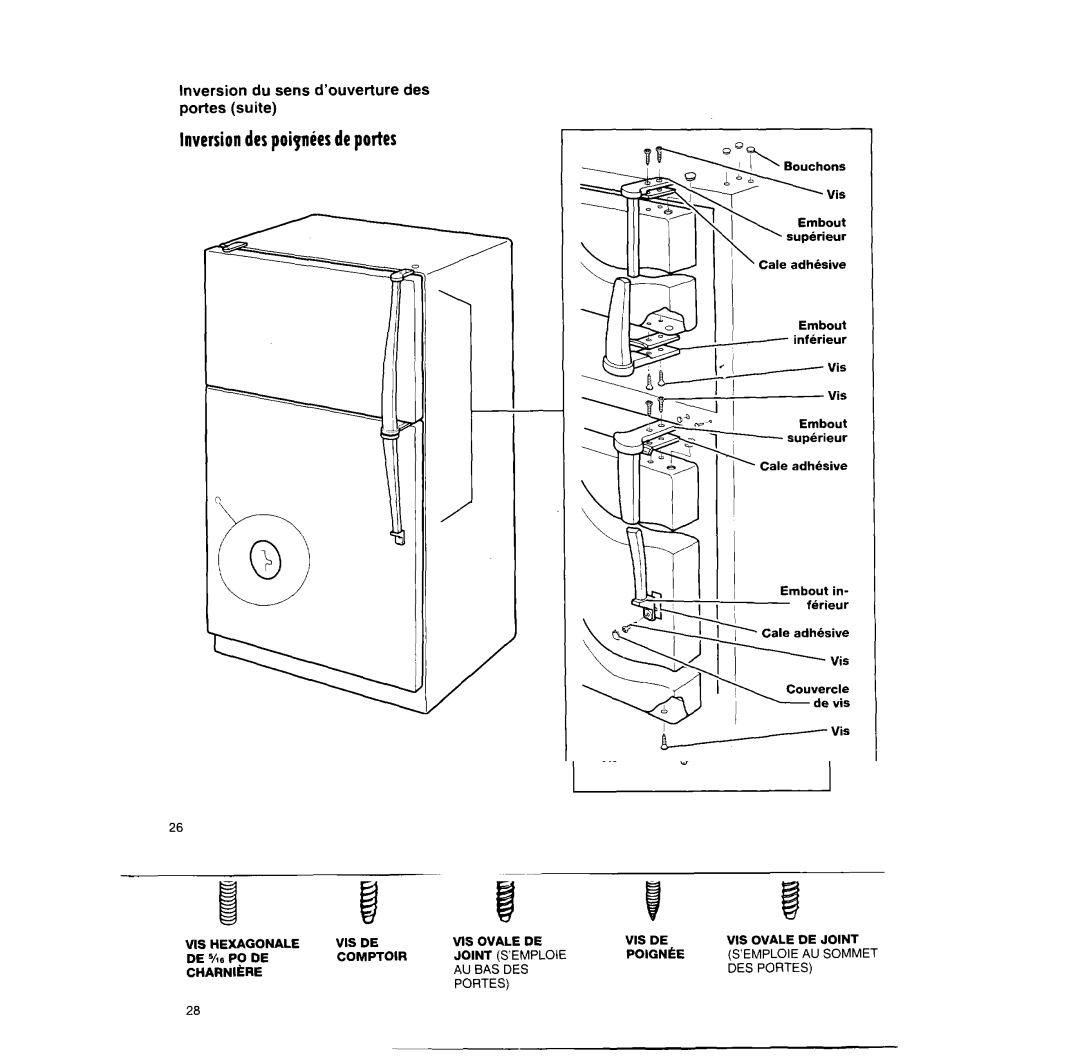 Whirlpool RT14BKXFN02 manual Inversiondespoipnies deportes, Inversion du sens d’ouverture des portes suite, DES Portes 