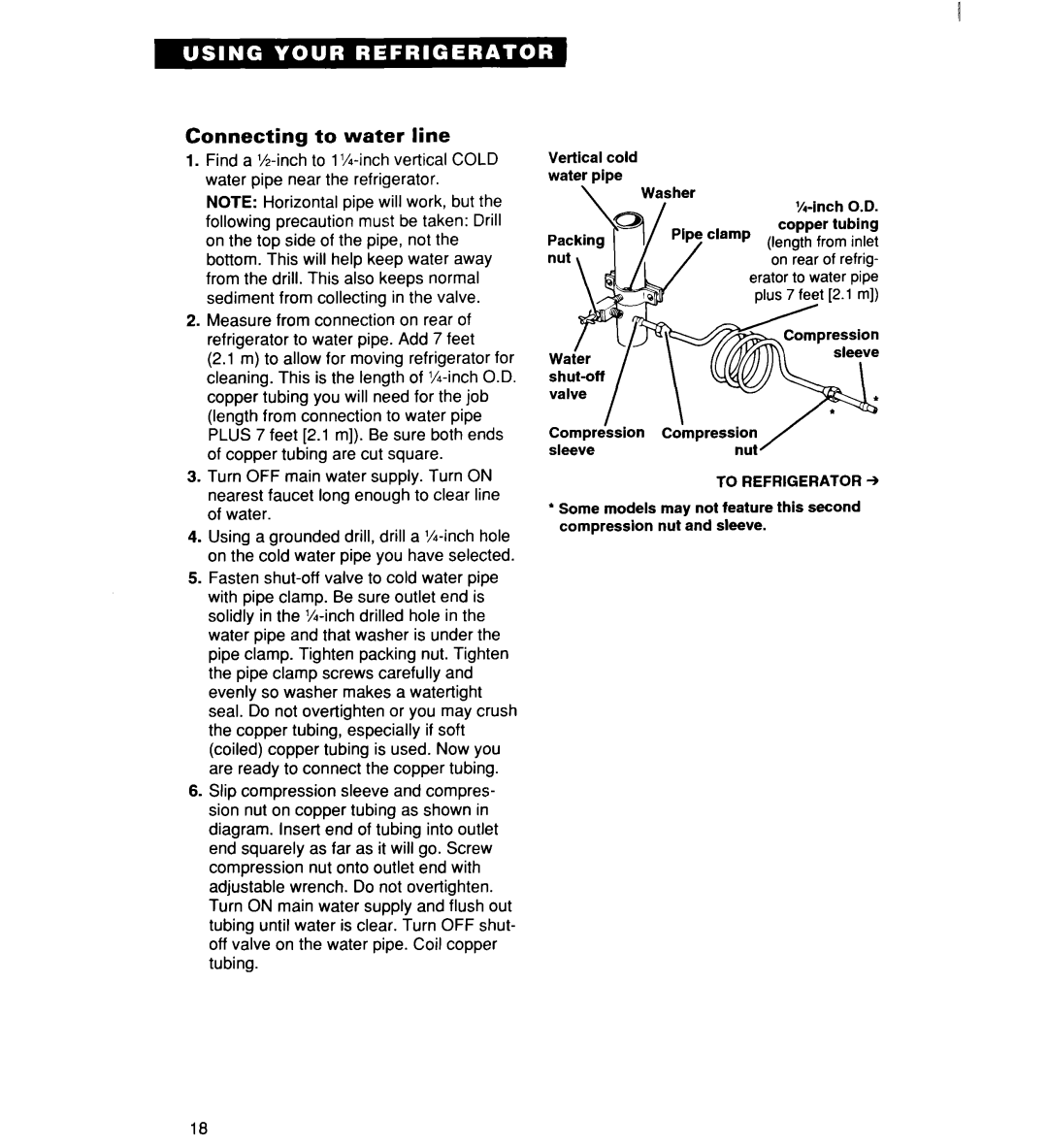 Whirlpool RT16DKXDN03 warranty Connecting to water line 