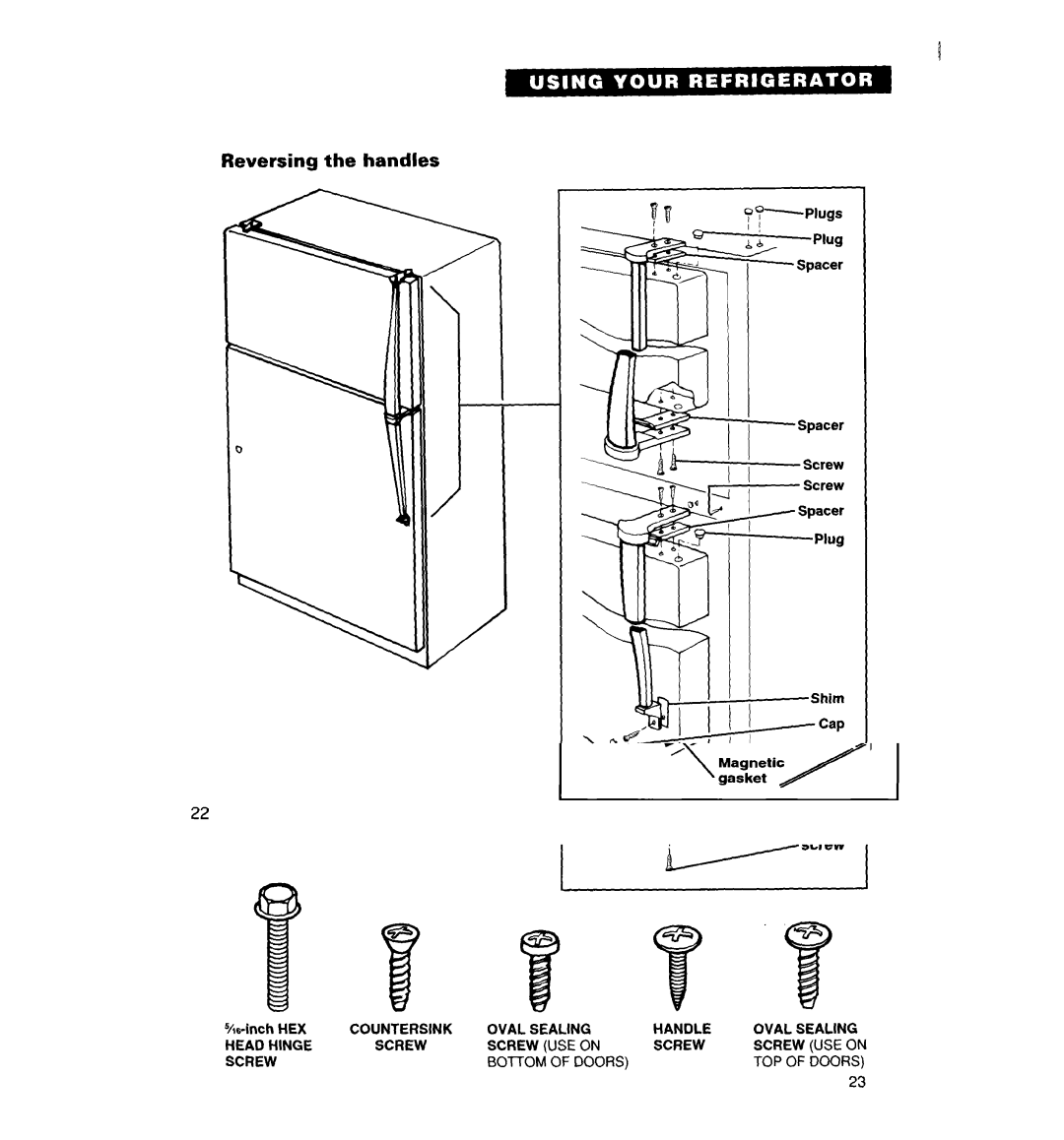 Whirlpool RT16DKXDN03 warranty Reversing the handles 