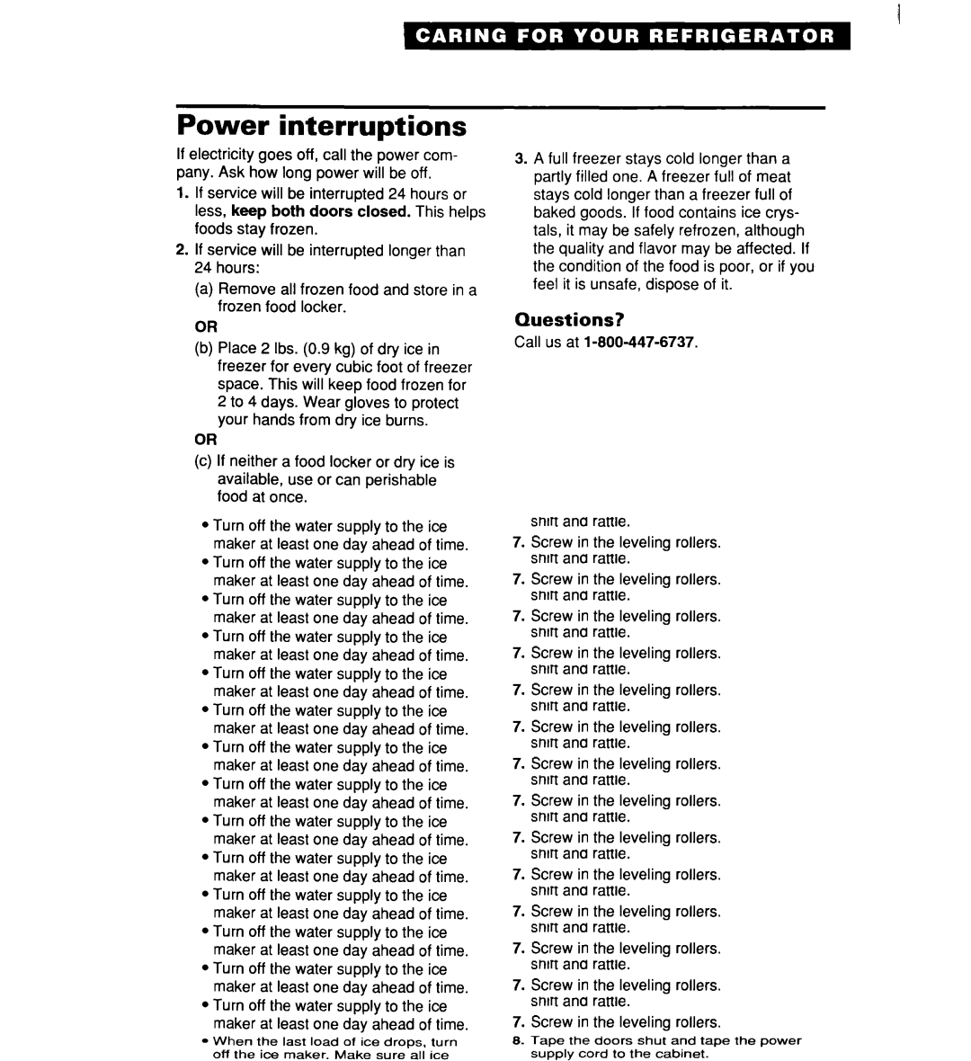 Whirlpool RT16DKXDN03 warranty Power interruptions, Questions? 