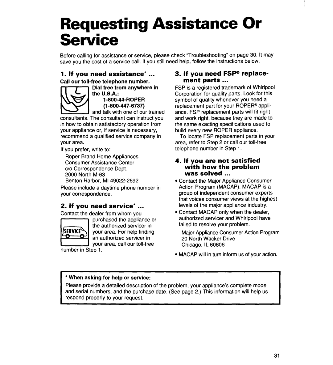 Whirlpool RT16DKXDN03 warranty Reauestinrr Assistance Or Serbice, If you need assistance, If you need service 