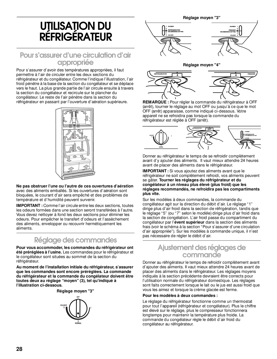 Whirlpool RT21LMXJW00 manual Utilisation DU Réfrigérateur, Pour s’assurer d’une circulation d’air Appropriée 