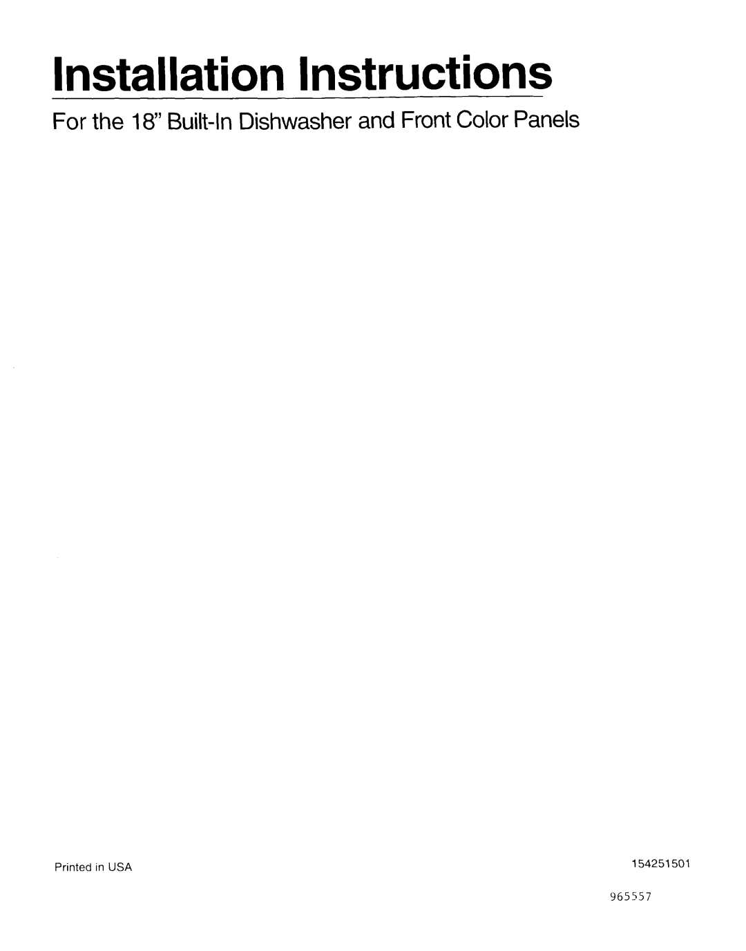 Whirlpool RUD0800EB installation instructions Installation Instructions 