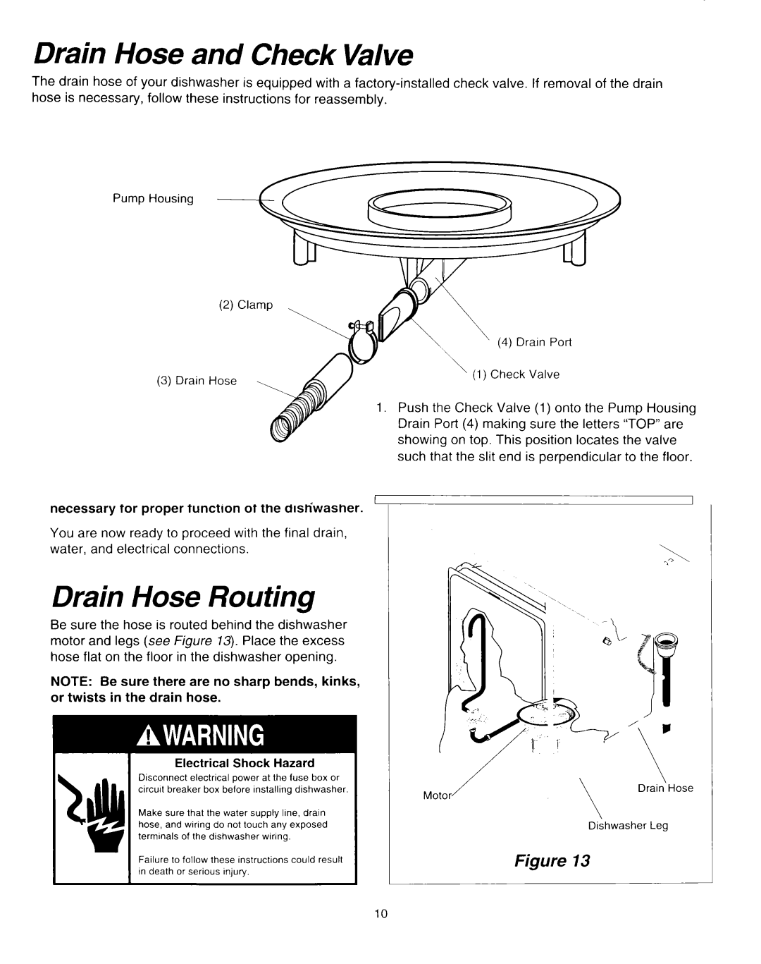 Whirlpool RUD0800EB installation instructions Drain Hose and Check Valve 