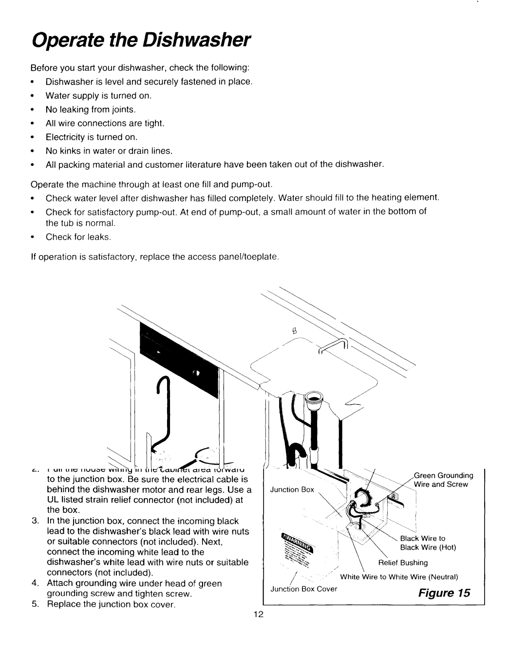 Whirlpool RUD0800EB installation instructions Operate the Dishwasher 