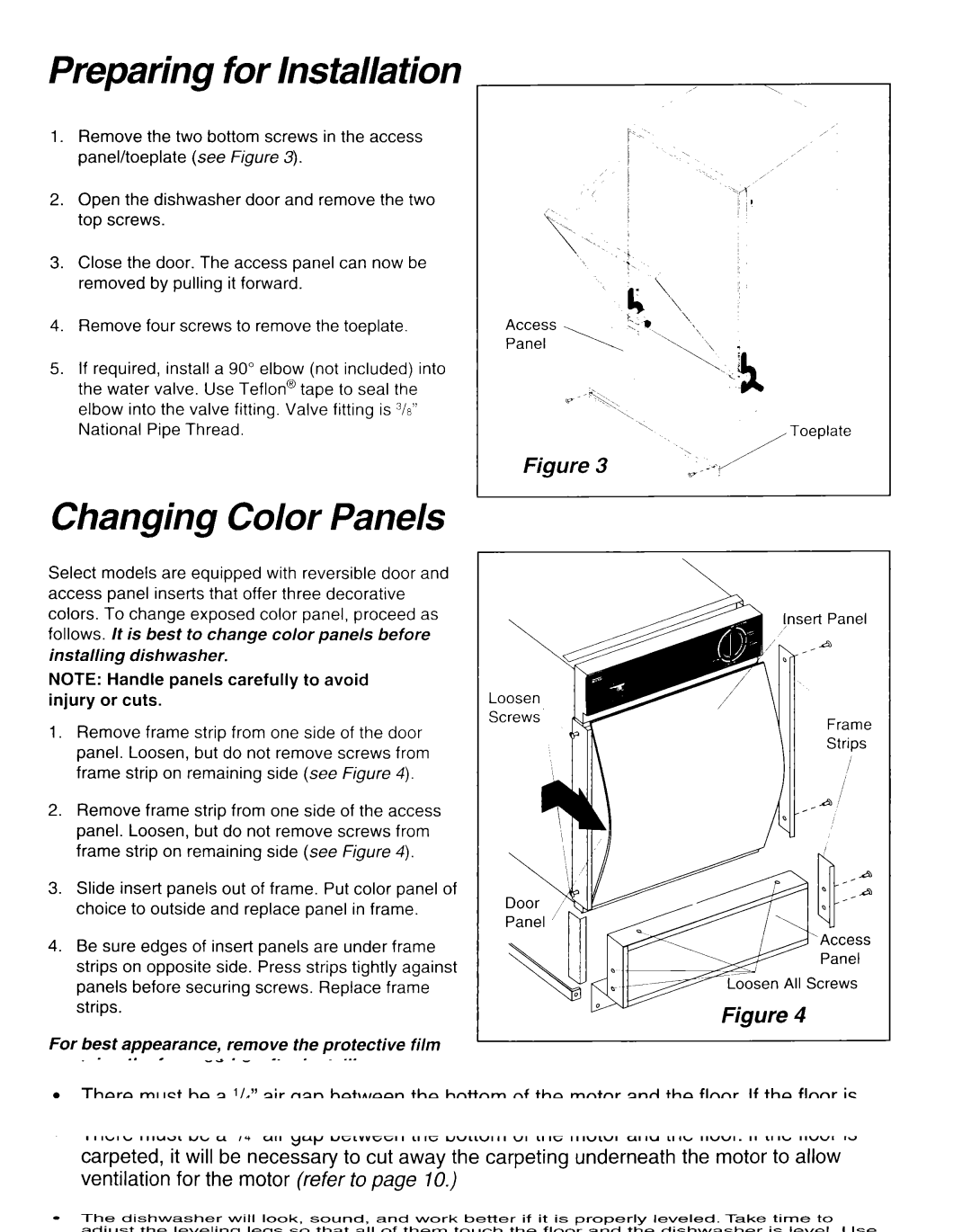 Whirlpool RUD0800EB installation instructions Preparing for Installation, Changing Color Panels 