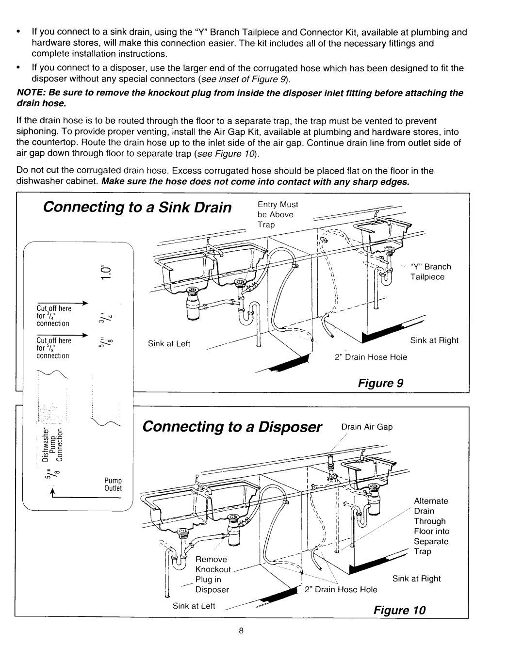 Whirlpool RUD0800EB installation instructions Connecting to a Disposer /grainsirGW 