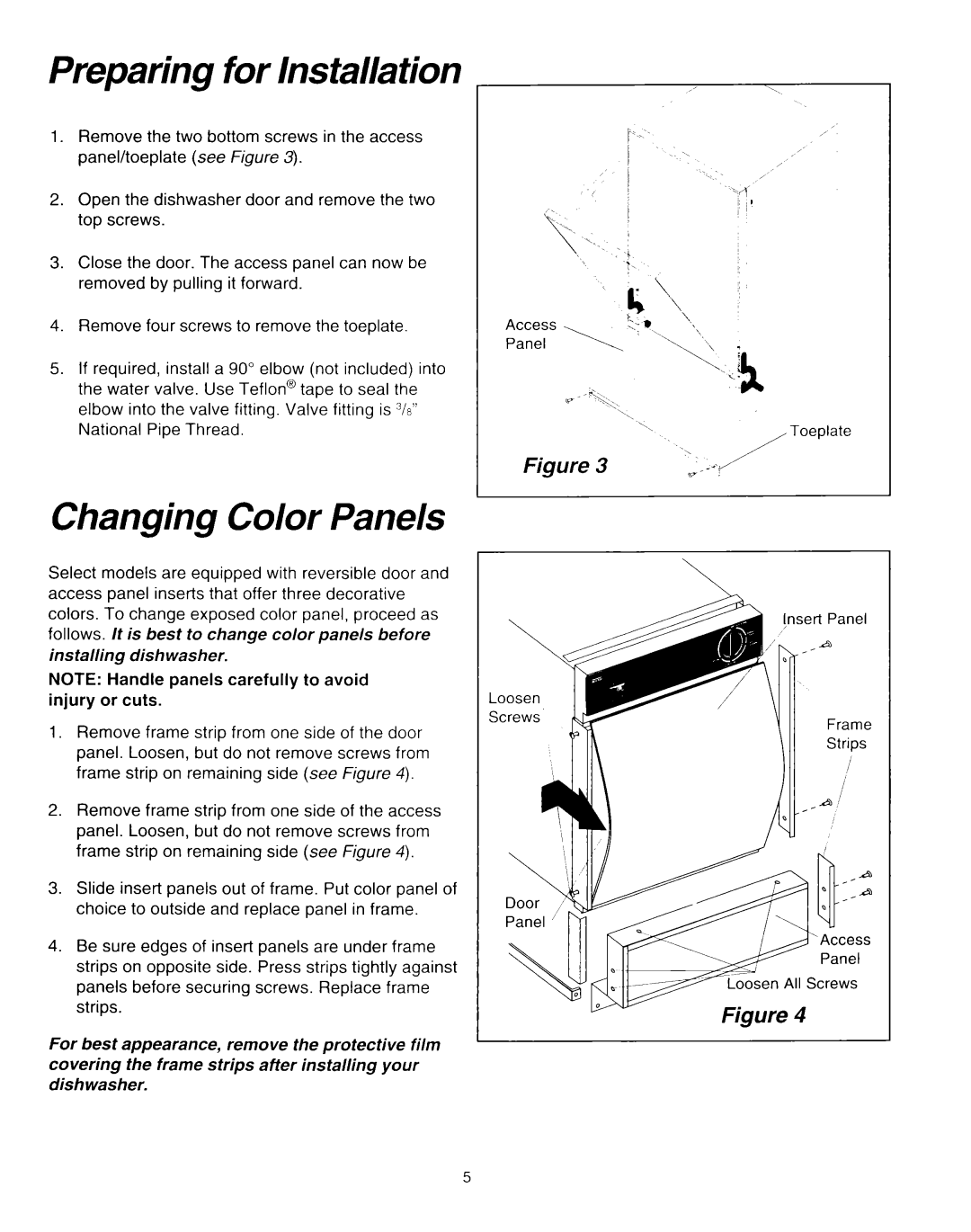 Whirlpool RUD0800EB installation instructions Preparing for Installation, Changing Color Panels 