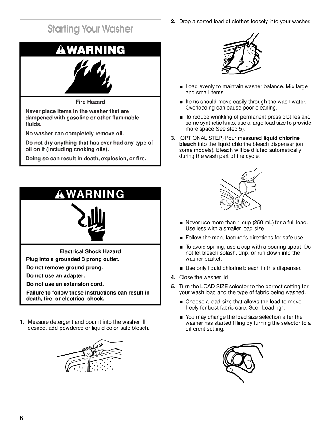 Whirlpool SAWB600HQ0 manual Starting Your Washer 