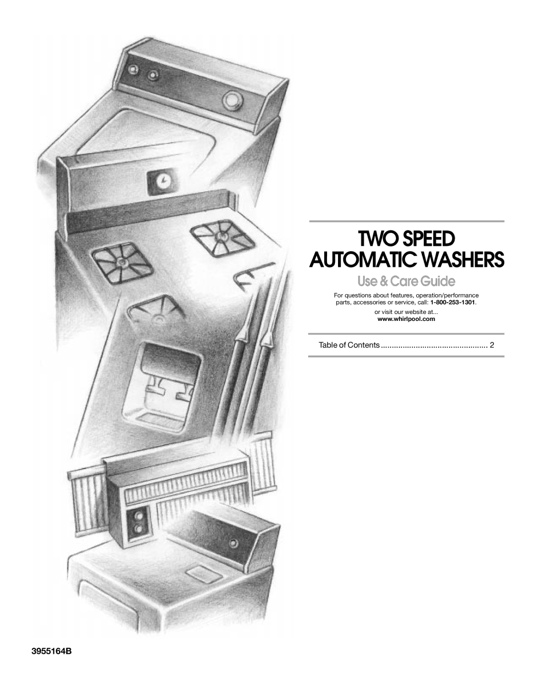 Whirlpool SAWB600JQ1 manual TWO Speed, Use & Care Guide, 3955164B 