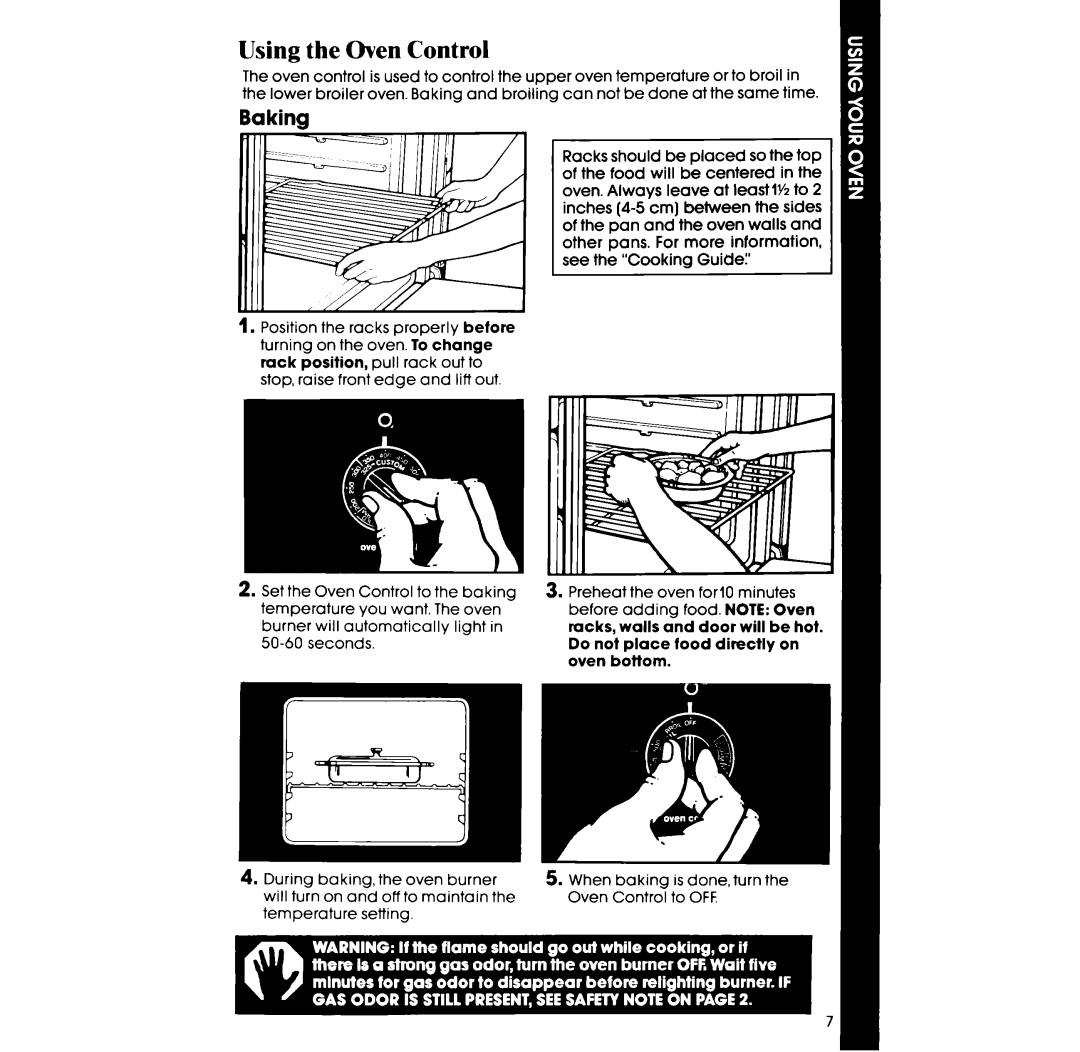 Whirlpool SB130PER manual Using the Oven Control, Baking 