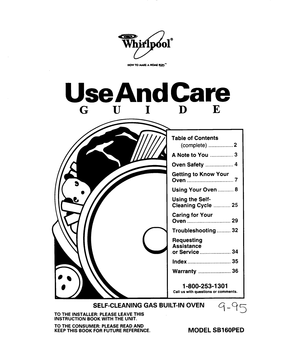 Whirlpool SB160PED warranty Getting, Cycle, For Your Oven, Or Service Index 