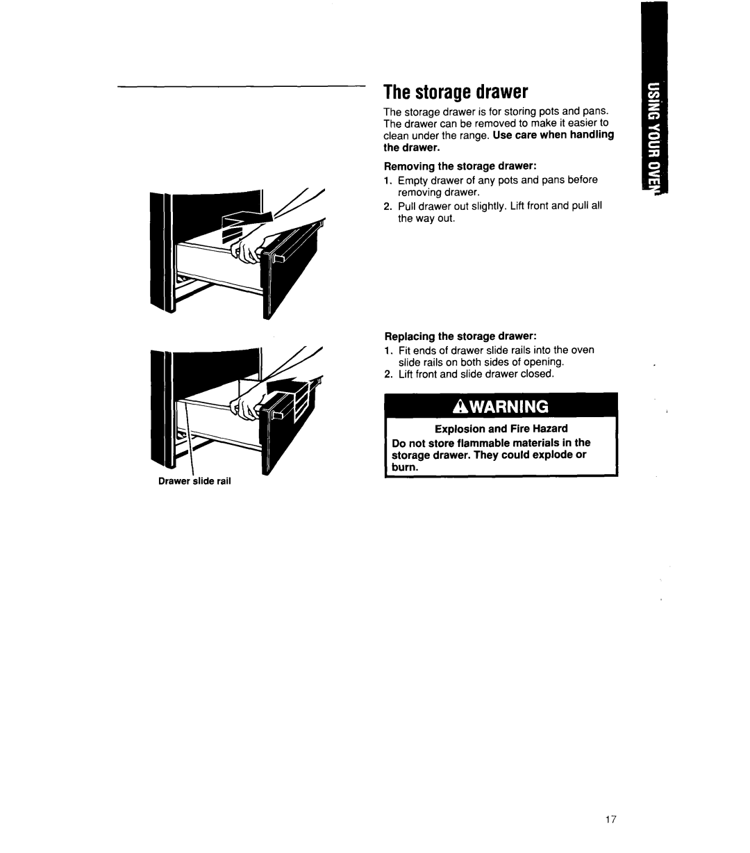 Whirlpool SB160PEX manual Thestoragedrawer 