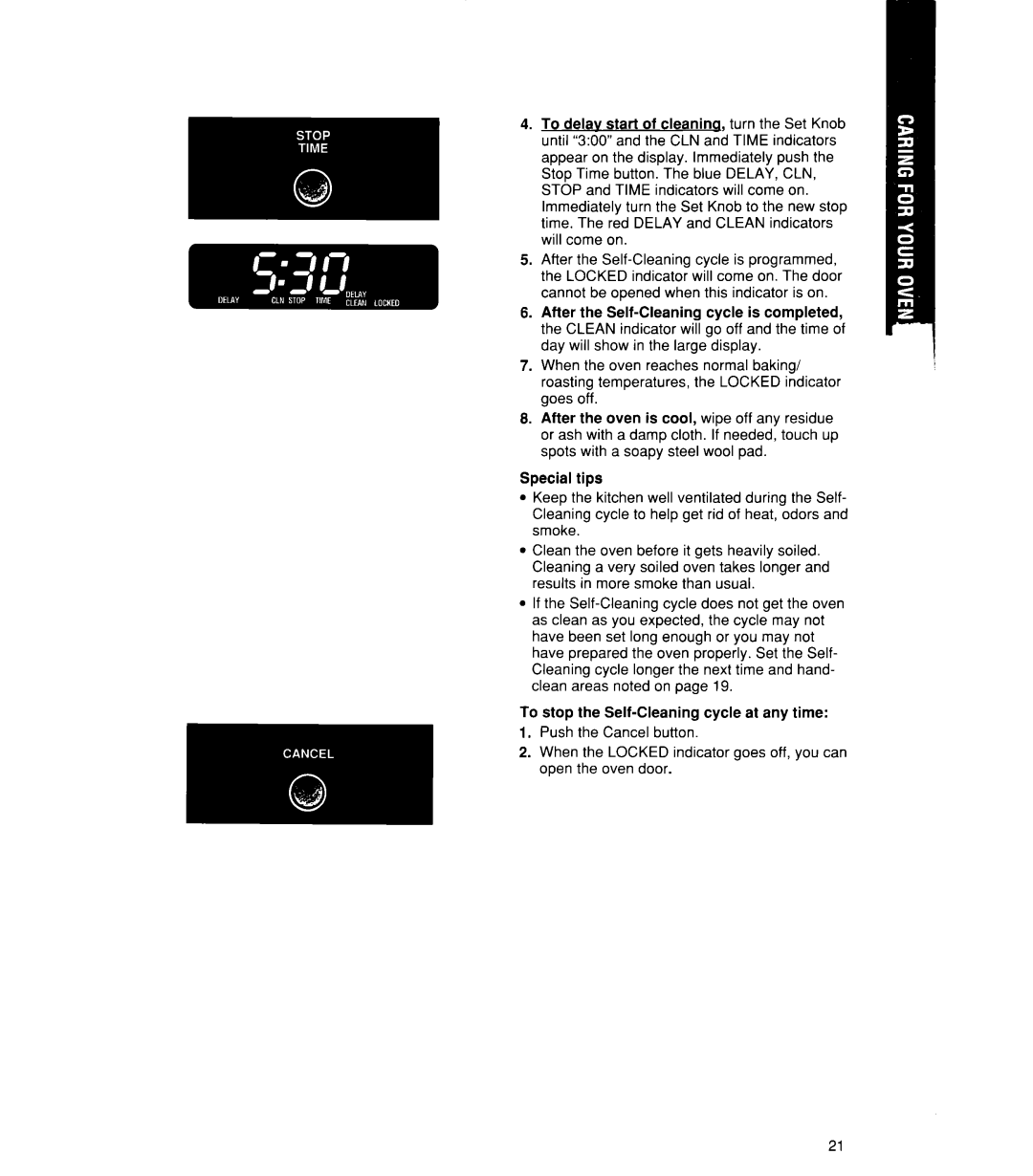 Whirlpool SB160PEX manual Special tips 