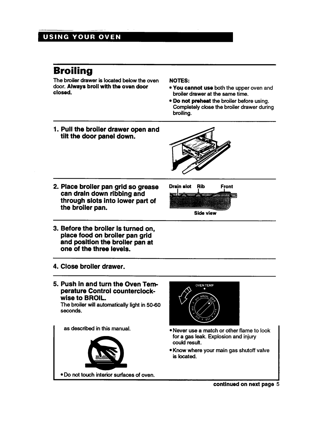 Whirlpool SBISOPED, SBIOOPED warranty Broiling 