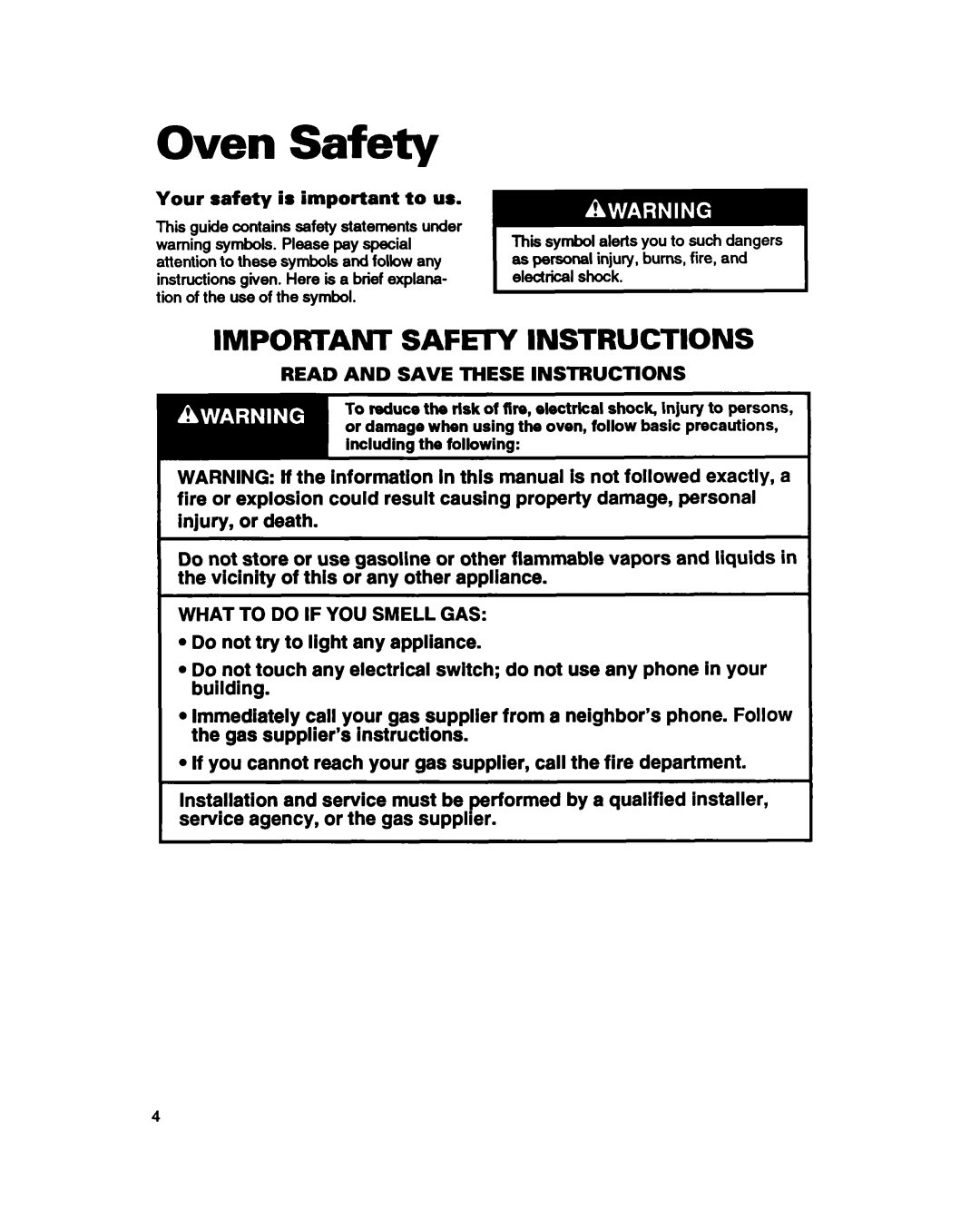 Whirlpool SBISOPED, SBIOOPED warranty Oven Safety, Your safety is important to us, Read and Save These INSTRUCTlONS 