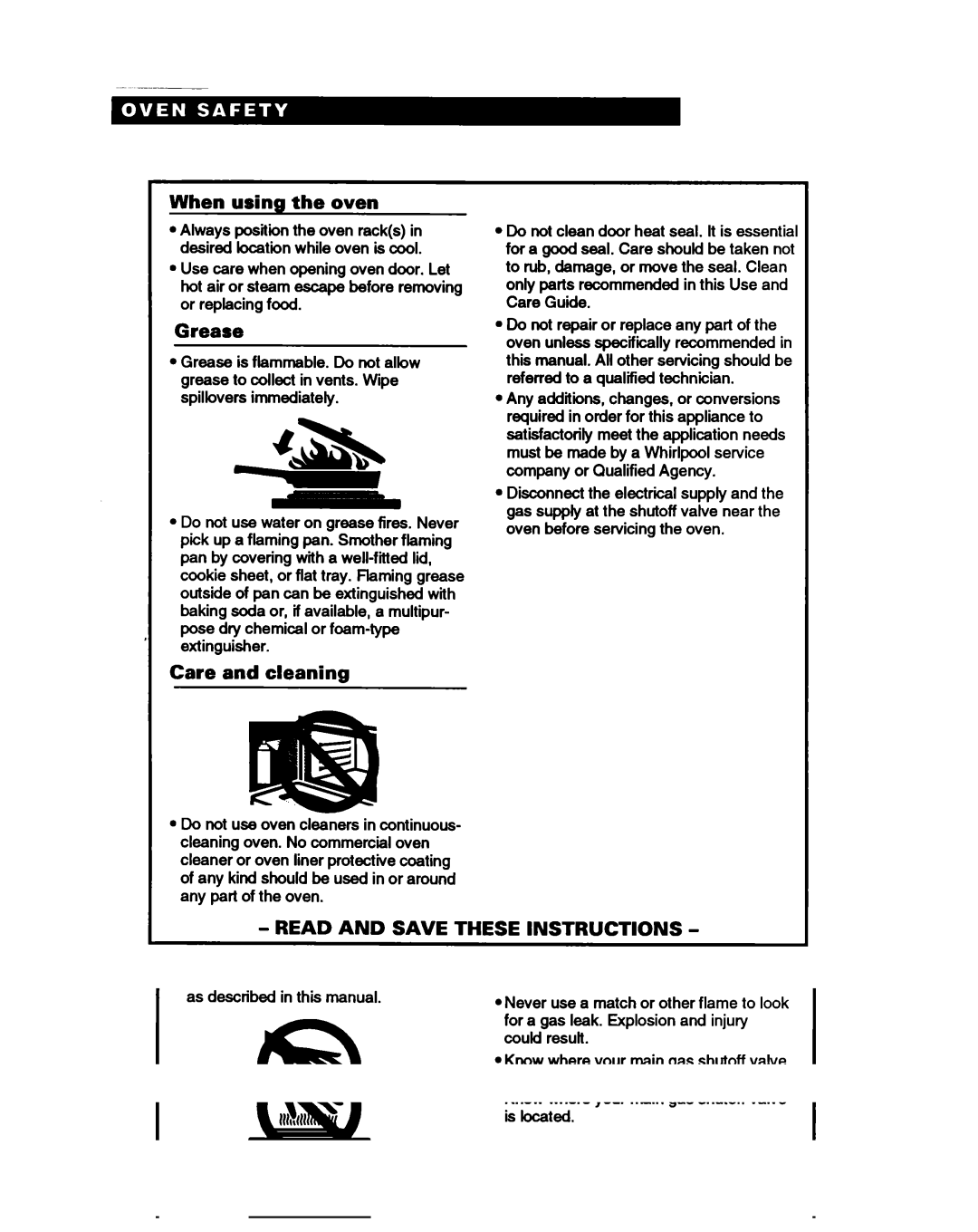 Whirlpool SBISOPED, SBIOOPED warranty When using the oven, Grease, Care and cleaning 