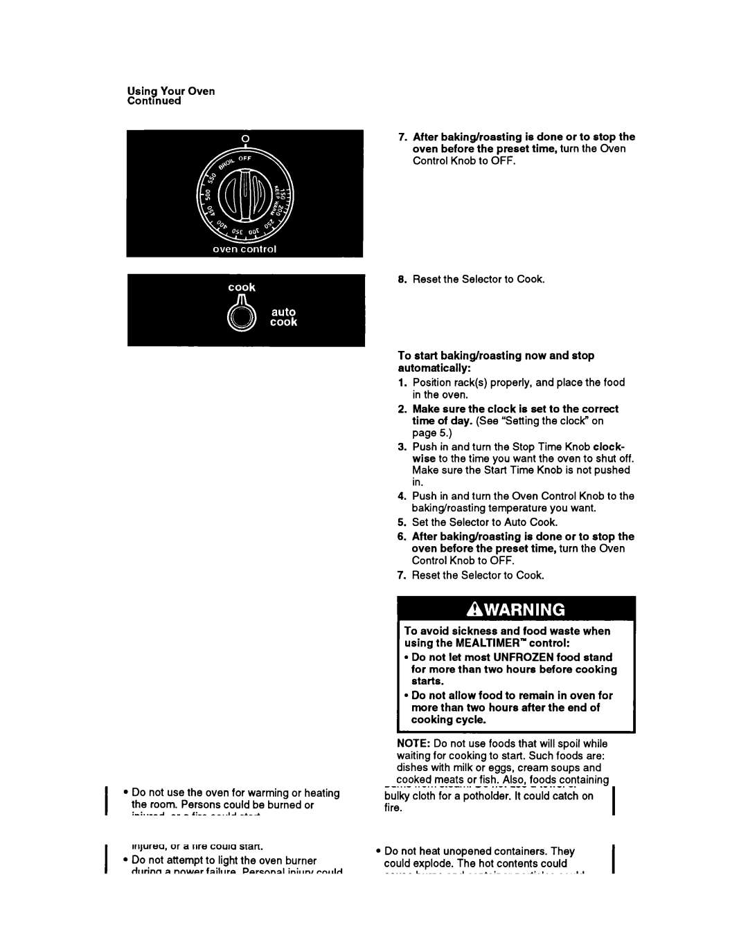 Whirlpool SBl3OPER manual Using Your Oven 