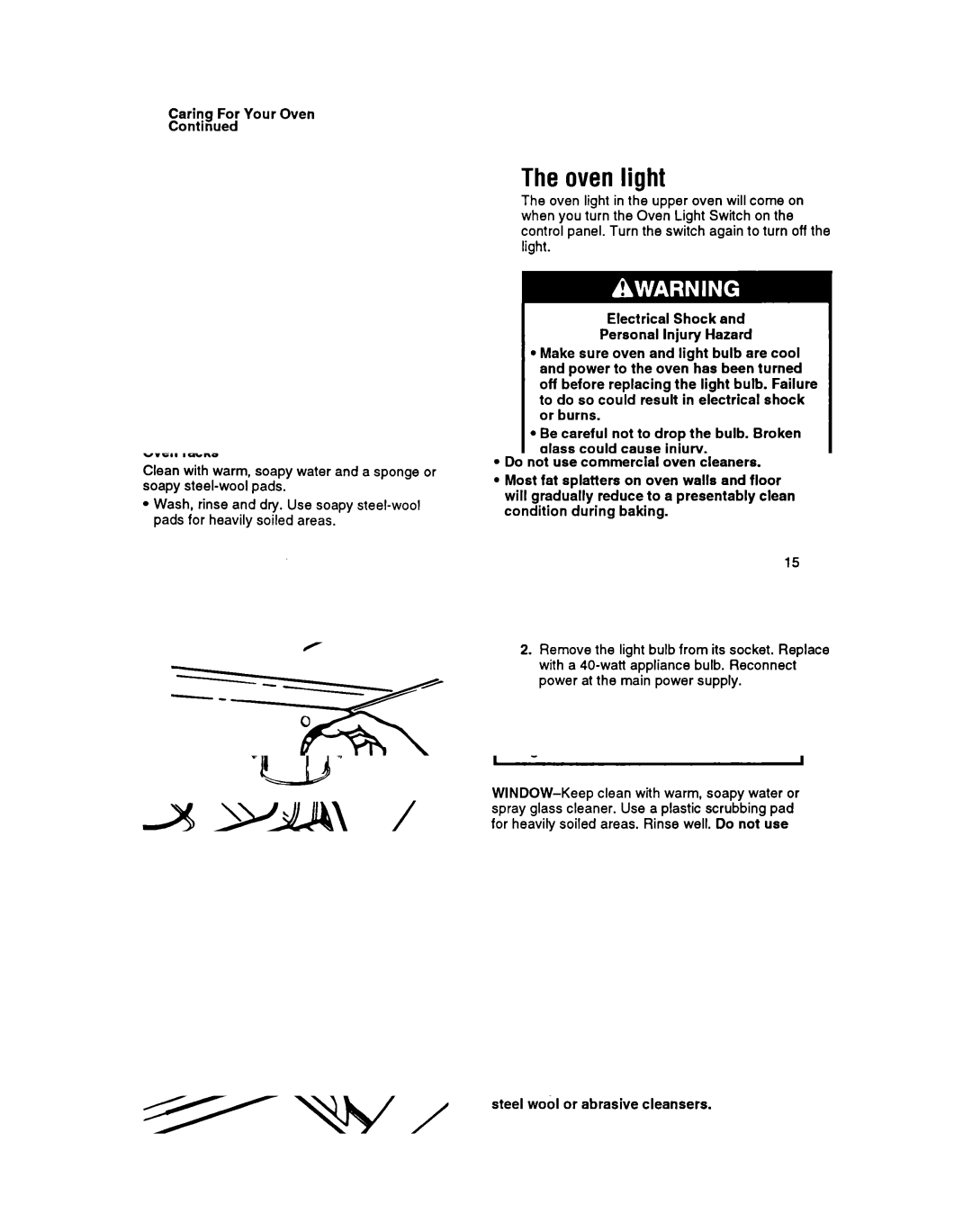 Whirlpool SBl3OPER manual Theovenlight 