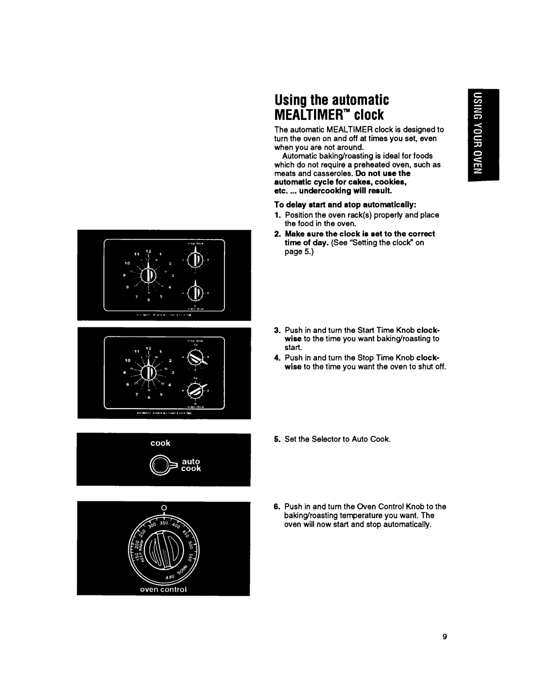 Whirlpool SBl3OPER manual Usingthe automatic MEALTIMER”clock 
