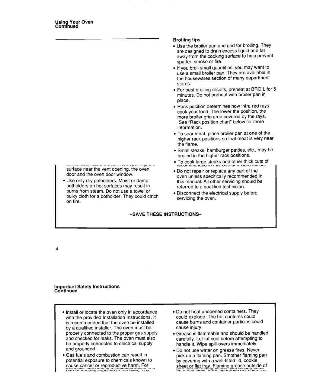 Whirlpool SBlOOPES manual Using Your Oven Contmued Broiling tips, Food 