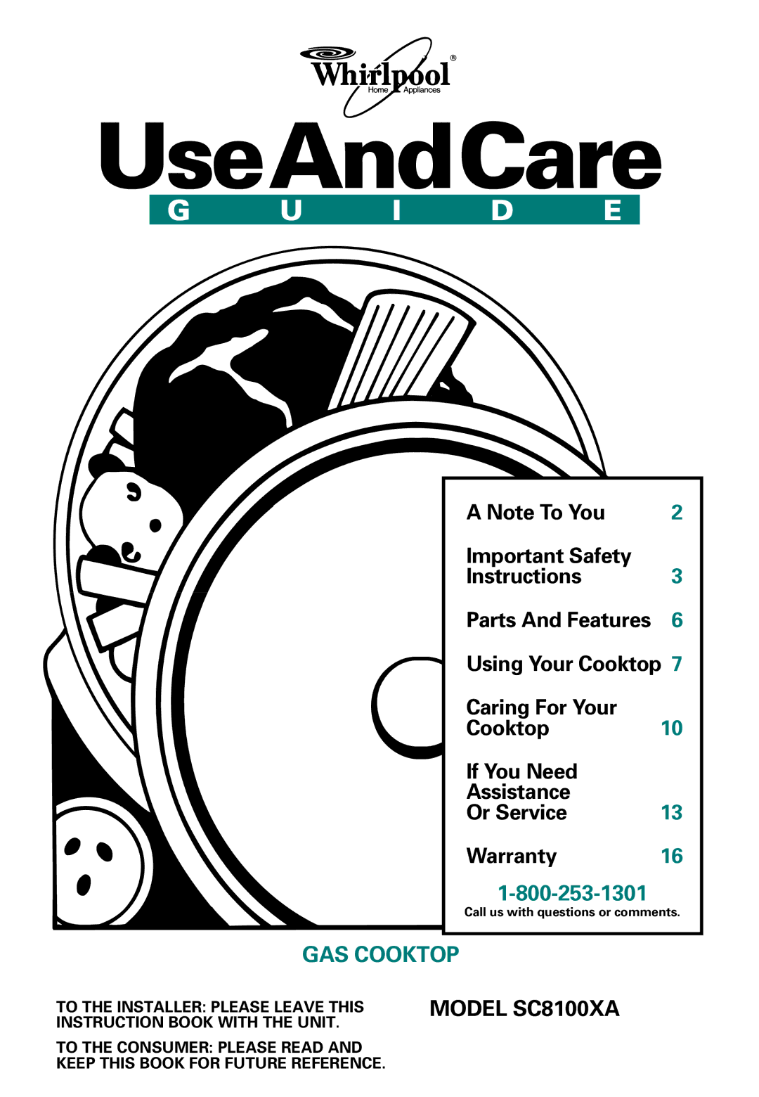 Whirlpool SC8100XA important safety instructions UseAndCare 