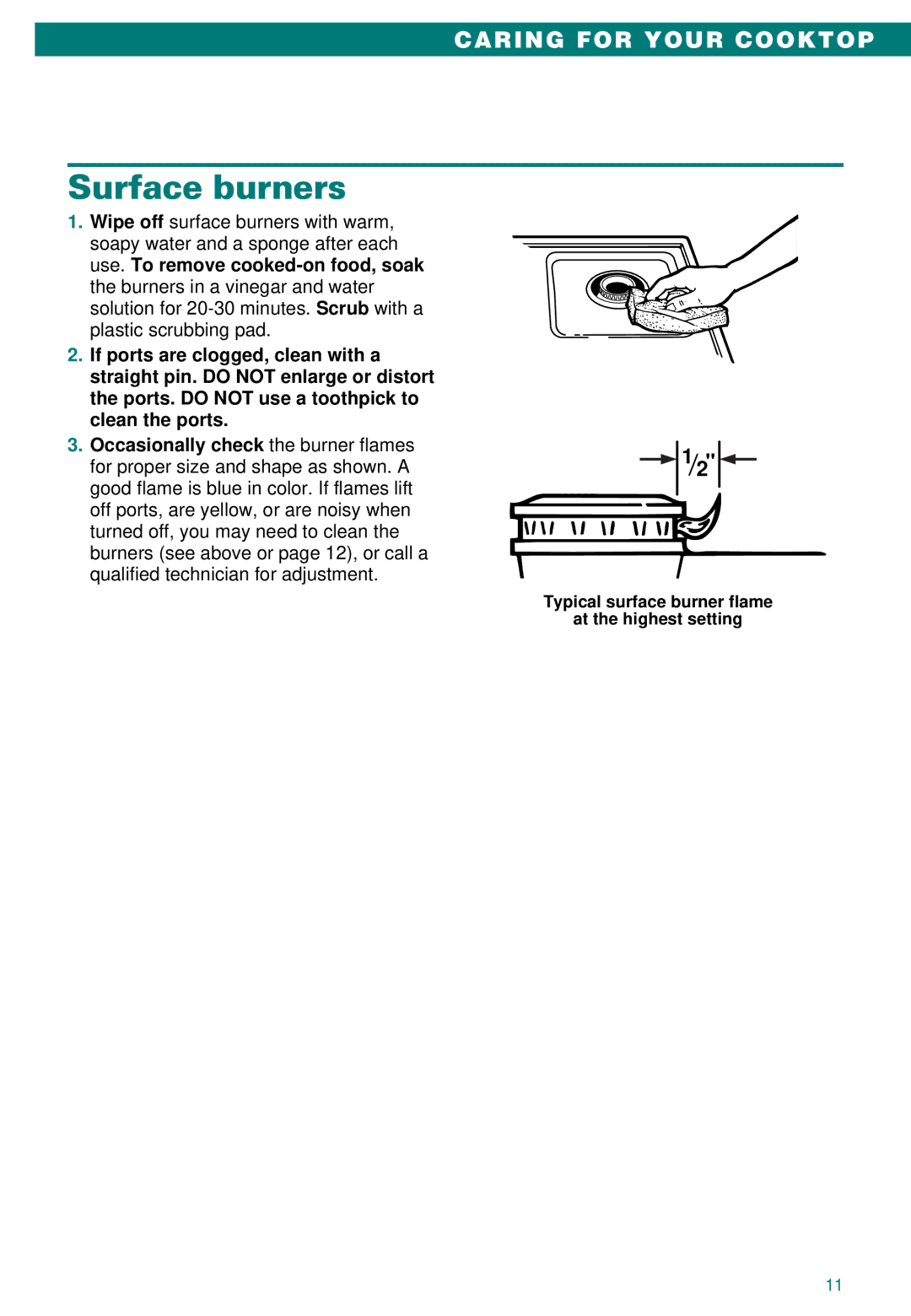 Whirlpool SC8100XA important safety instructions Surface burners 