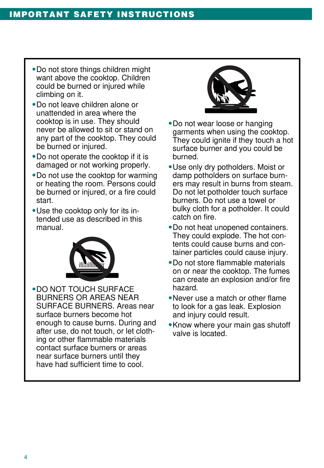 Whirlpool SC8100XA important safety instructions Important Safety Instructions 