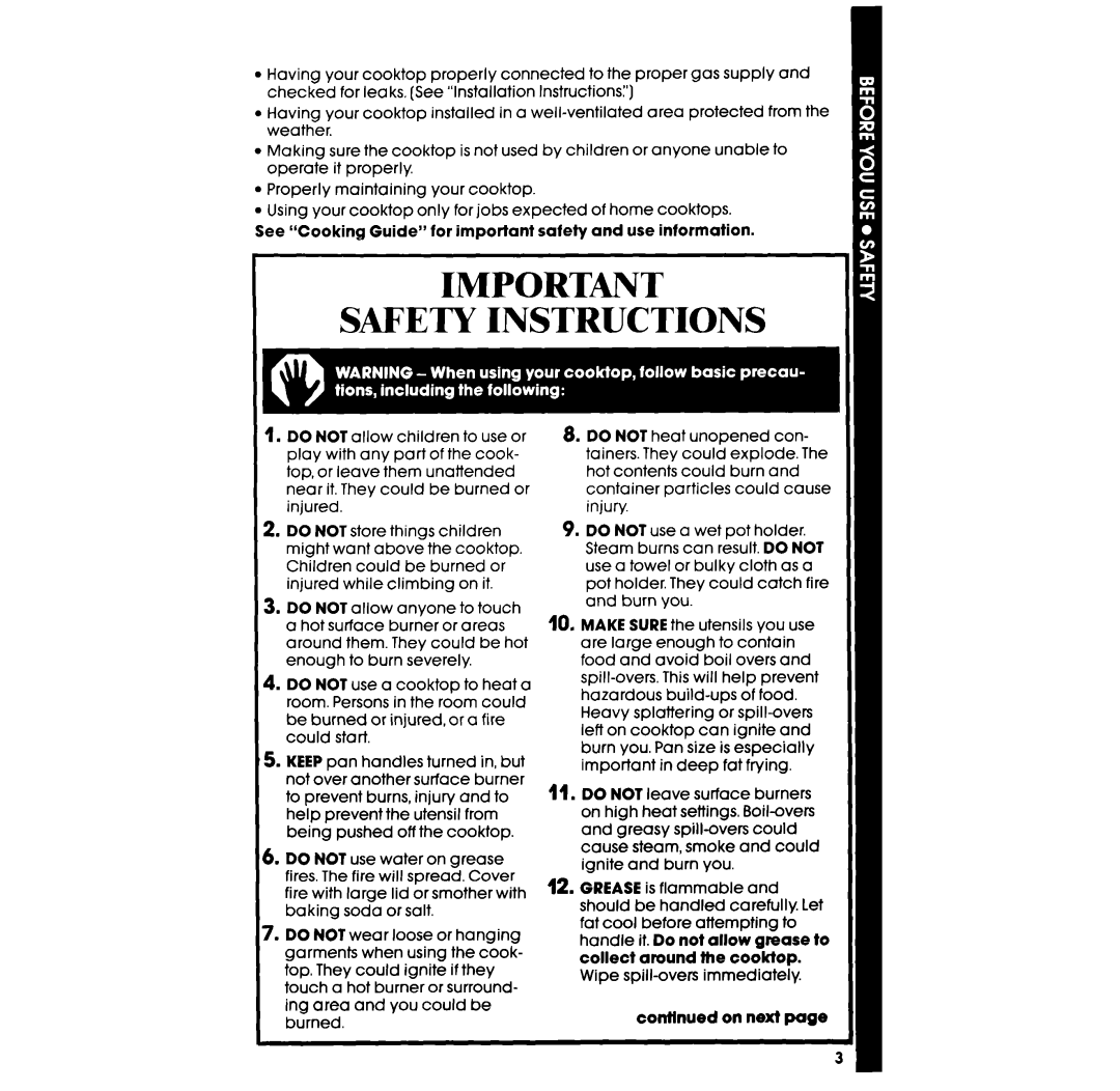 Whirlpool SC8430ER, SC8430SR manual See Cooking Guide for important safety and use information, On next 