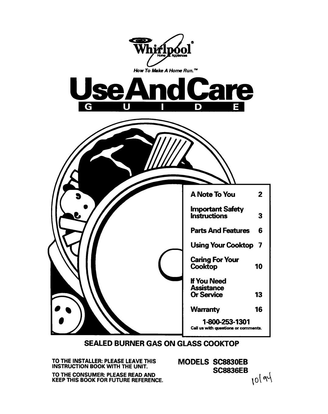 Whirlpool SC8636EB warranty UseAndCam 