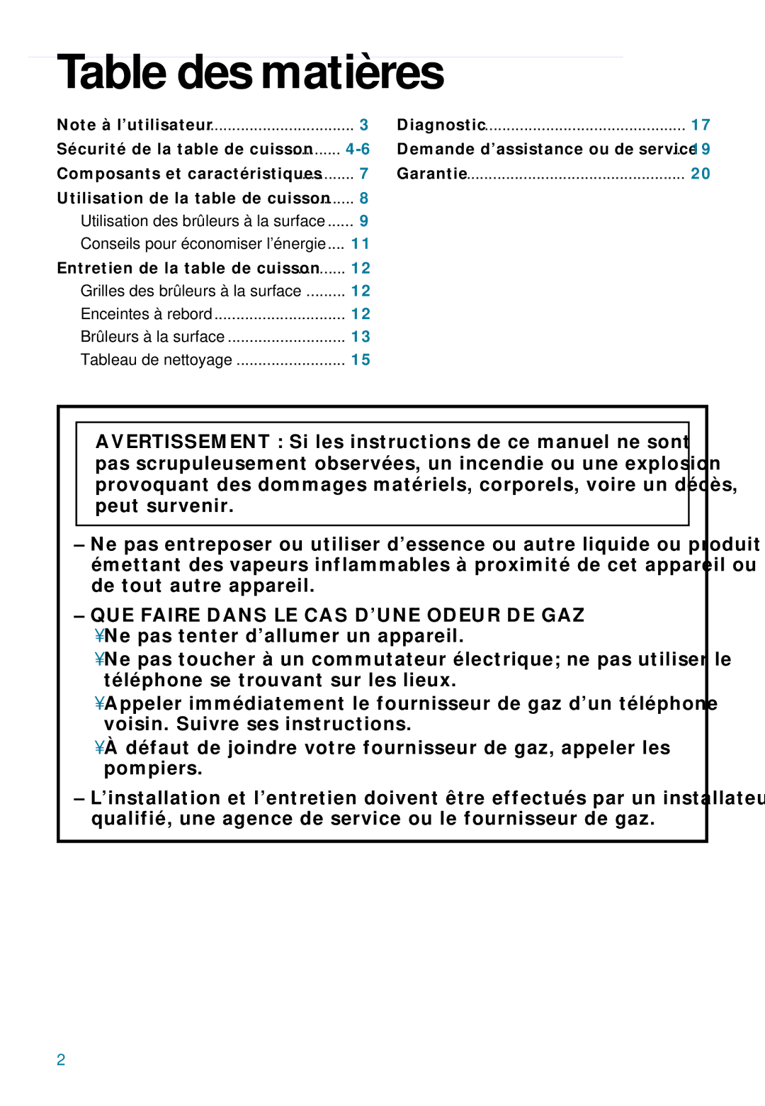 Whirlpool YSC8640ED warranty Table des matières, Demande d’assistance ou de service 