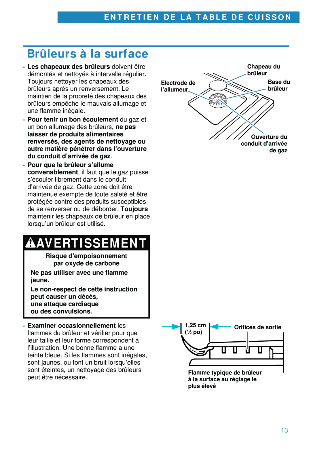 Whirlpool YSC8640ED warranty Brûleurs à la surface 