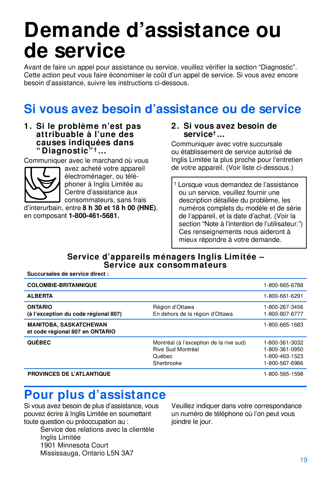 Whirlpool YSC8640ED warranty Demande d’assistance ou de service, Si vous avez besoin de service† 