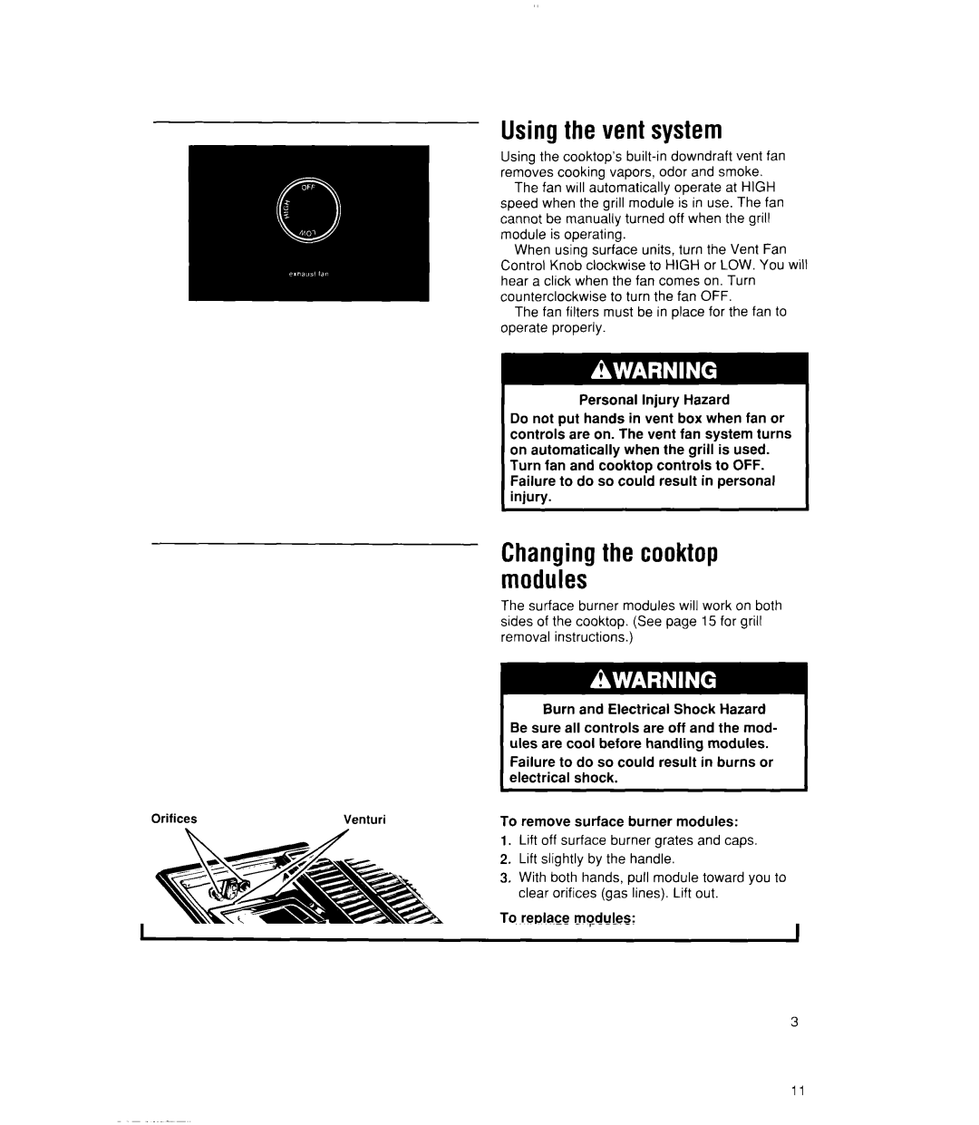 Whirlpool SC8900EX manual Changingthe cooktop modules 