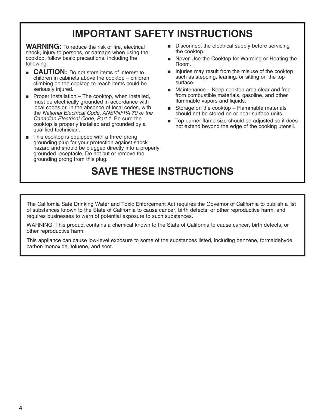 Whirlpool GLT3034, SCS3004, GLT3634 manual Important Safety Instructions 