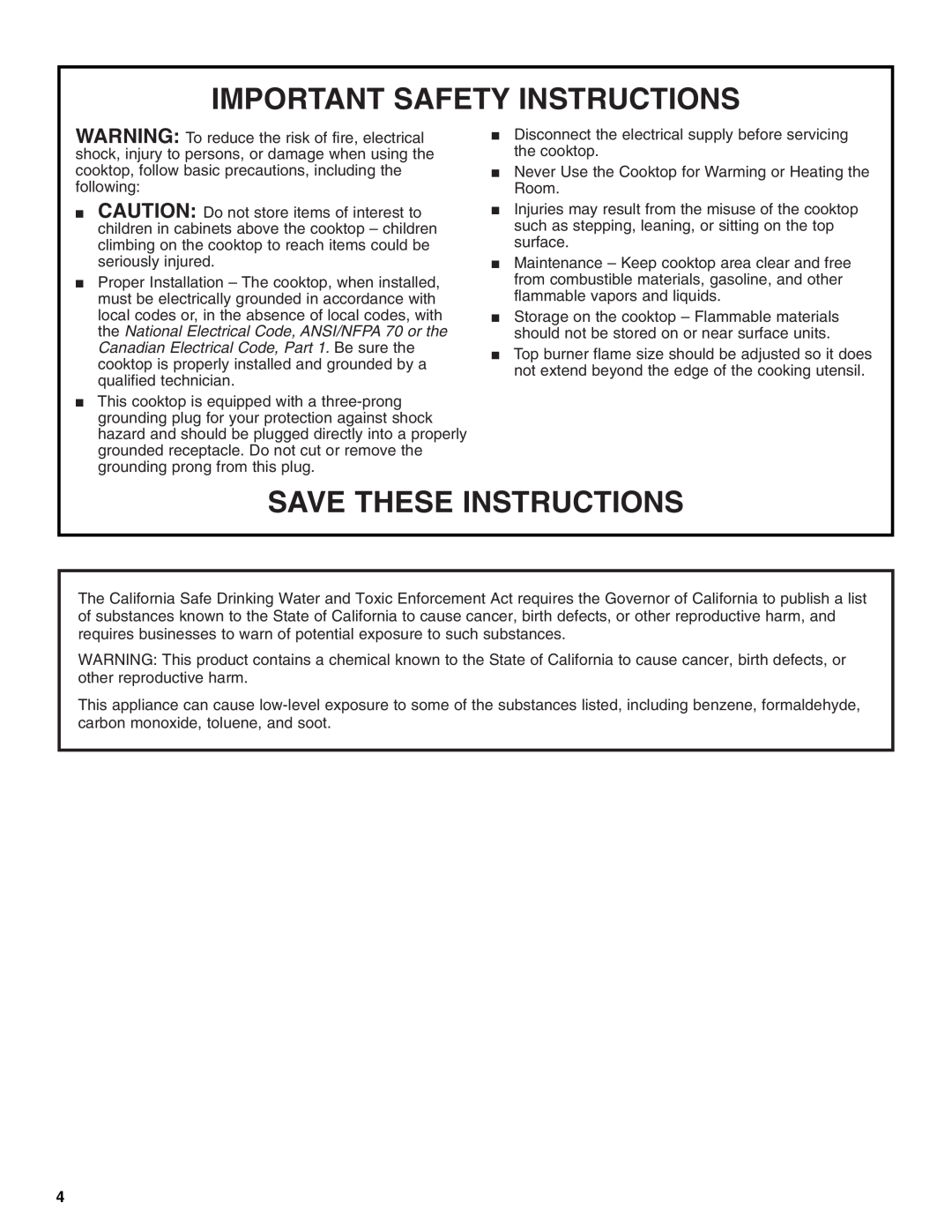Whirlpool GLT3034, SCS3004, GLT3634 manual Important Safety Instructions, Save These Instructions 