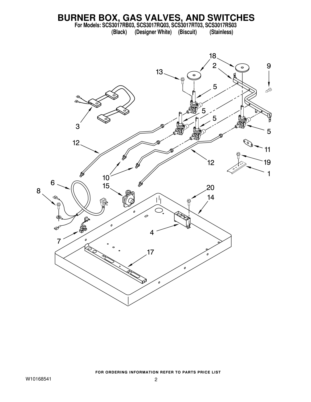 Whirlpool SCS3017RQ03, SCS3017RT03, SCS3017RS03, SCS3017RB03 installation instructions Burner BOX, GAS VALVES, and Switches 