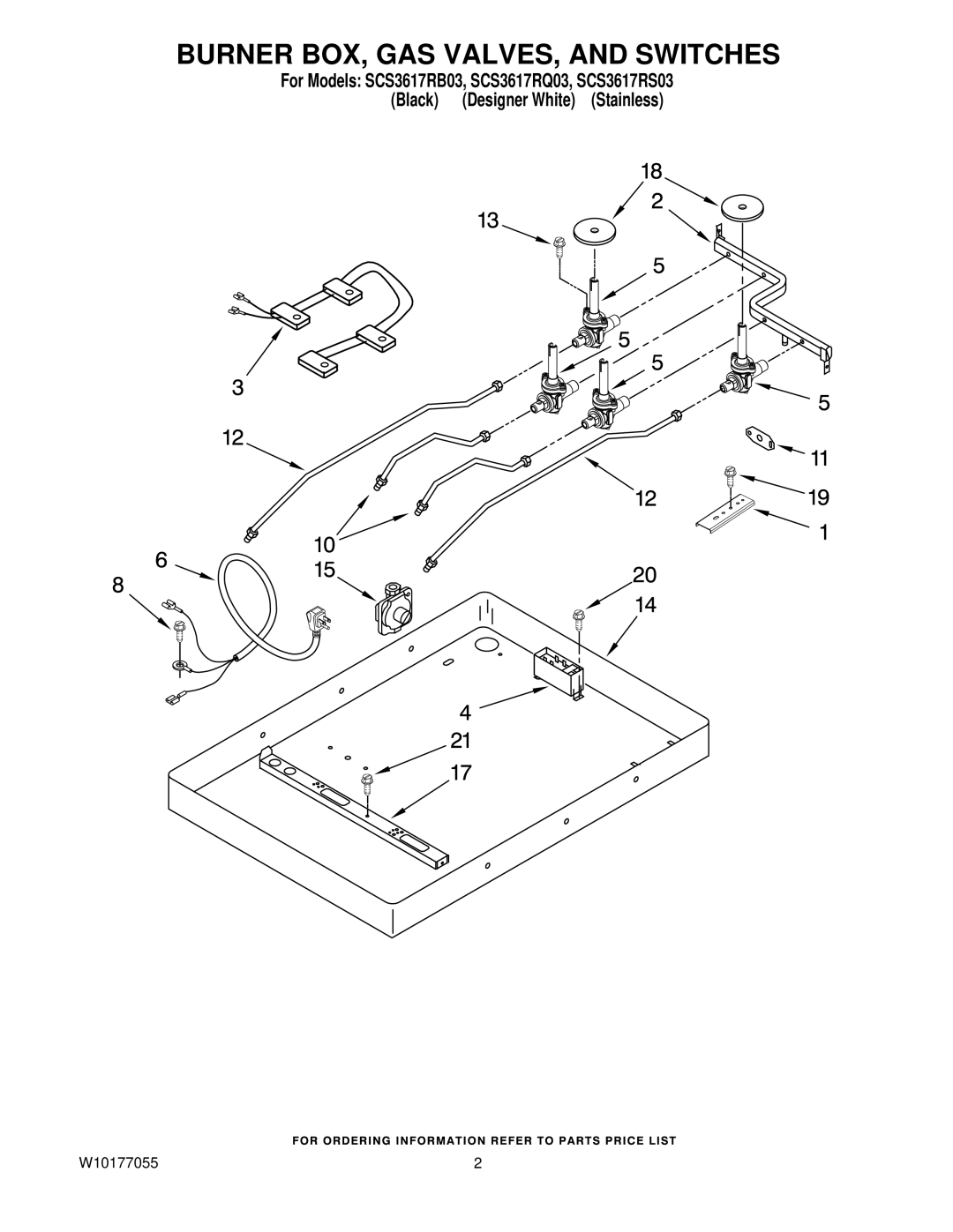 Whirlpool SCS3617RQ03, SCS3617RB03, SCS3617RS03 installation instructions Burner BOX, GAS VALVES, and Switches 