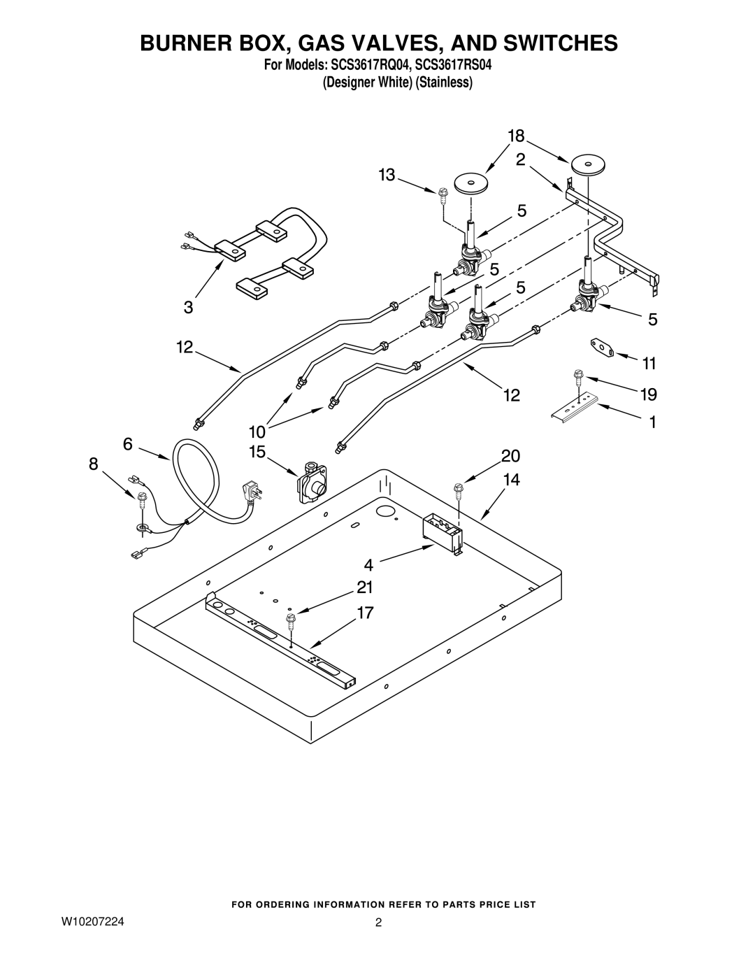 Whirlpool SCS3617RQ04, SCS3617RS04 installation instructions Burner BOX, GAS VALVES, and Switches 