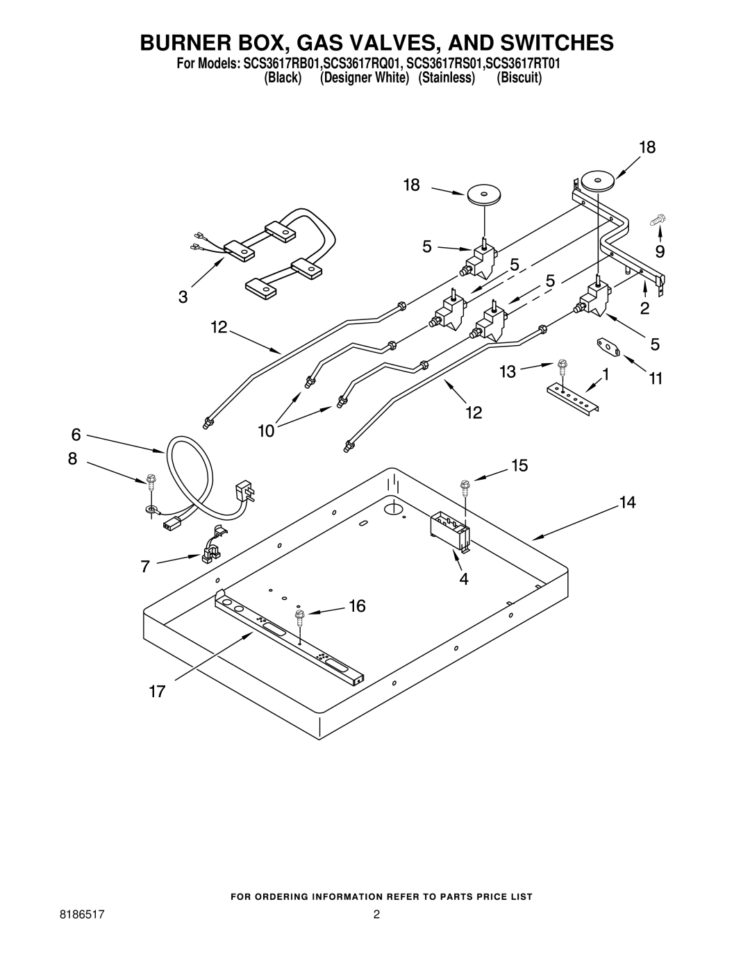 Whirlpool SCS3617RQ01, SCS3617RT01, SCS3617RS01, SCS3617RB01 installation instructions Burner BOX, GAS VALVES, and Switches 