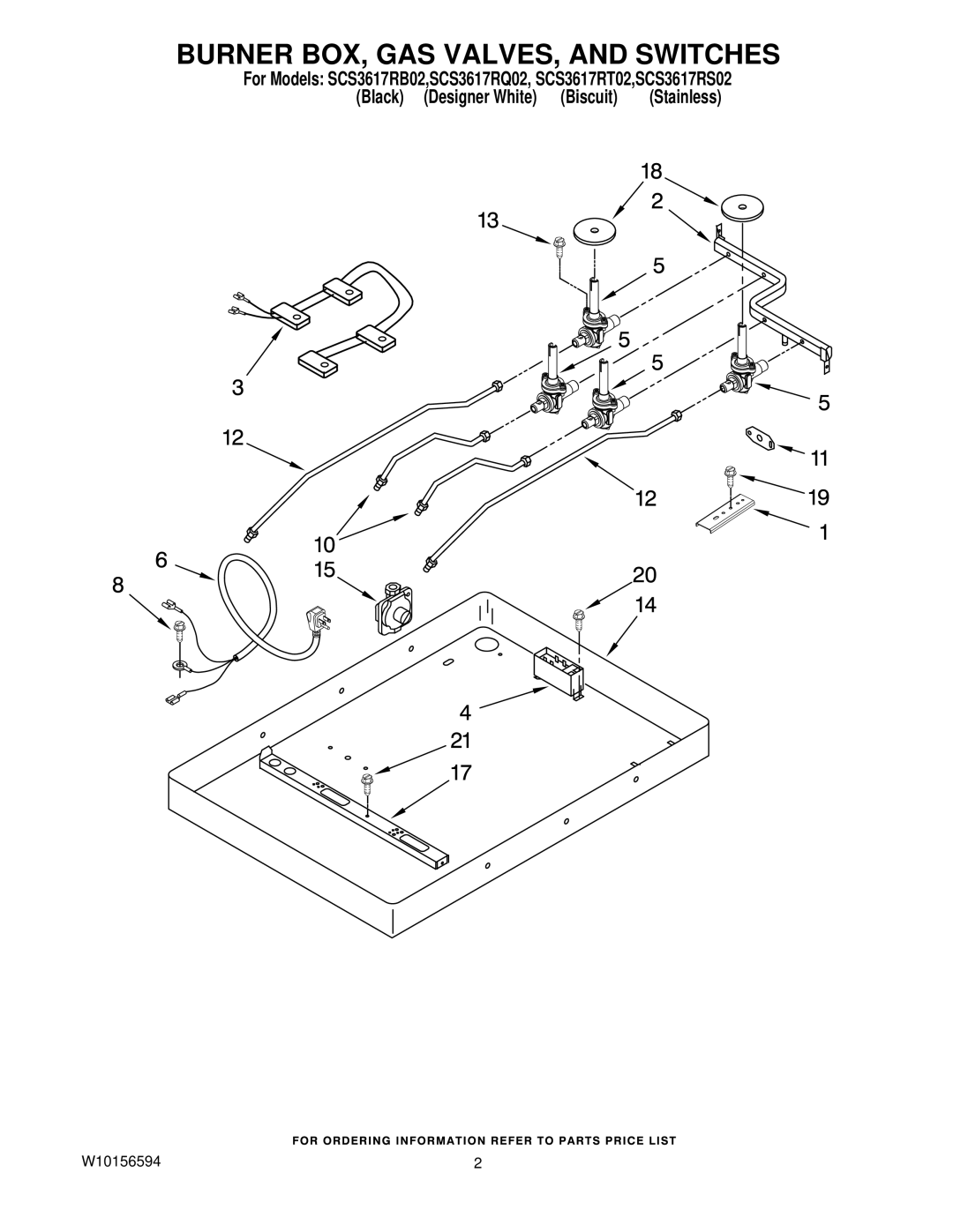 Whirlpool SCS3617RS02, SCS3617RT02, SCS3617RQ02, SCS3617RB02 installation instructions Burner BOX, GAS VALVES, and Switches 