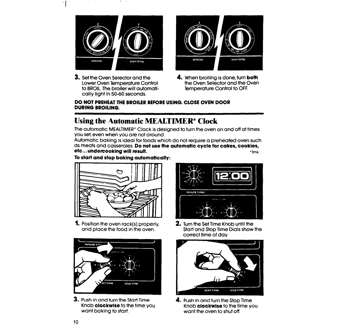 Whirlpool SE960PEP manual Using the Automatic Mealtimer Clock 