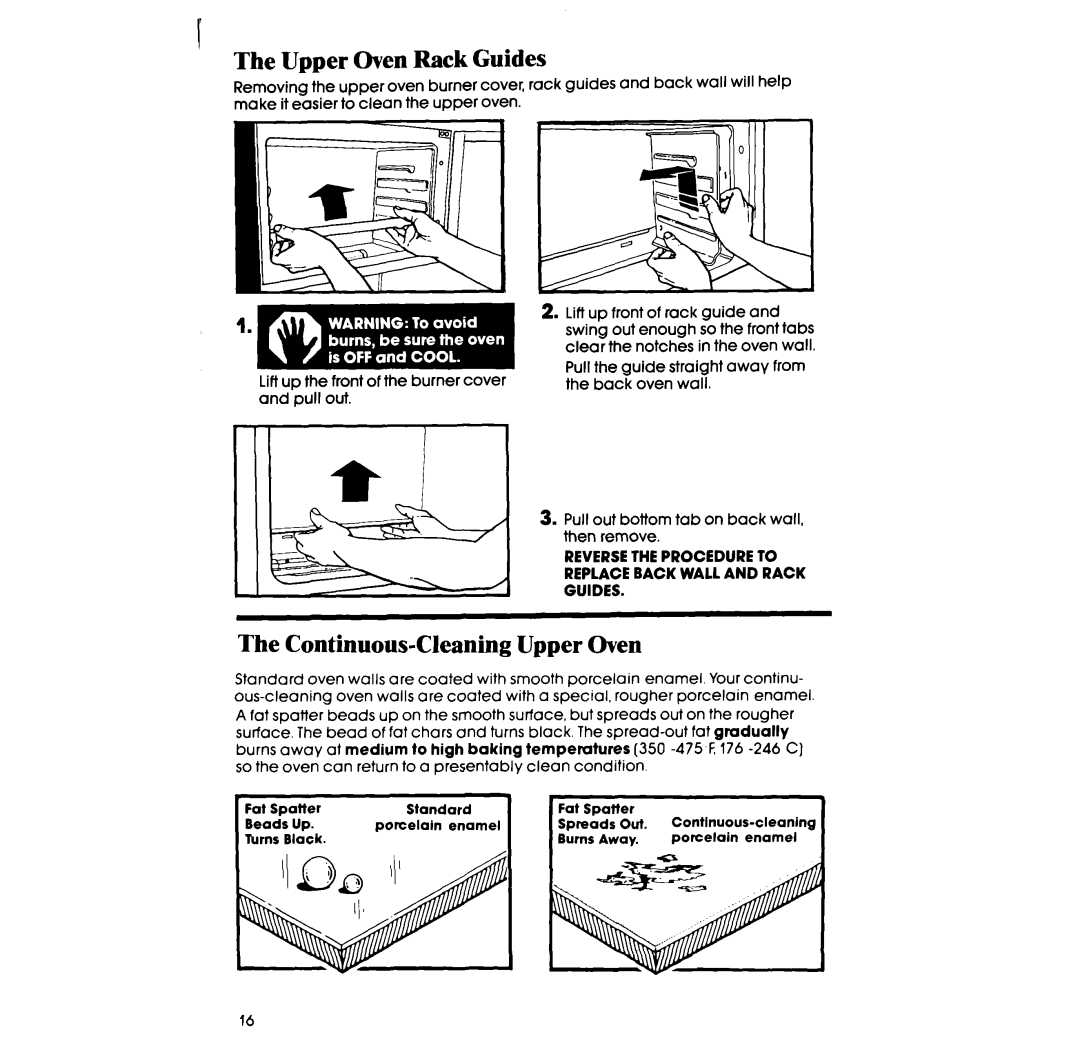 Whirlpool SE960PEP manual Upper Oven Rack Guides, Continuous-Cleaning Upper Oven 