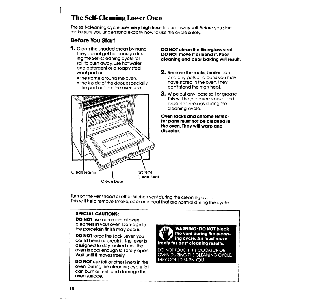 Whirlpool SE960PEP manual Self-Cleaning Lower Oven, Before You Start 