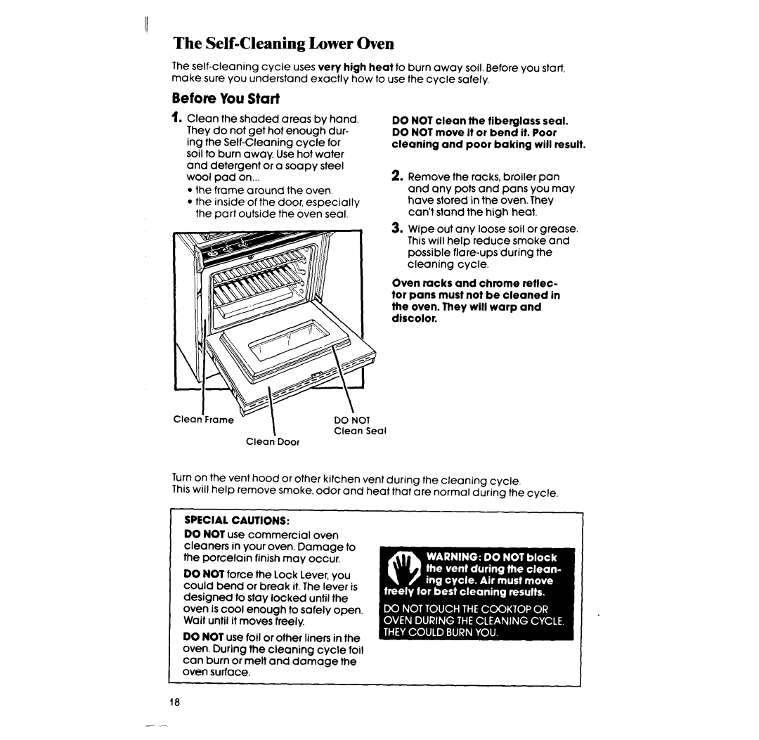 Whirlpool SE960PEP manual The Self-CleaningLower Oven, Before You Start 